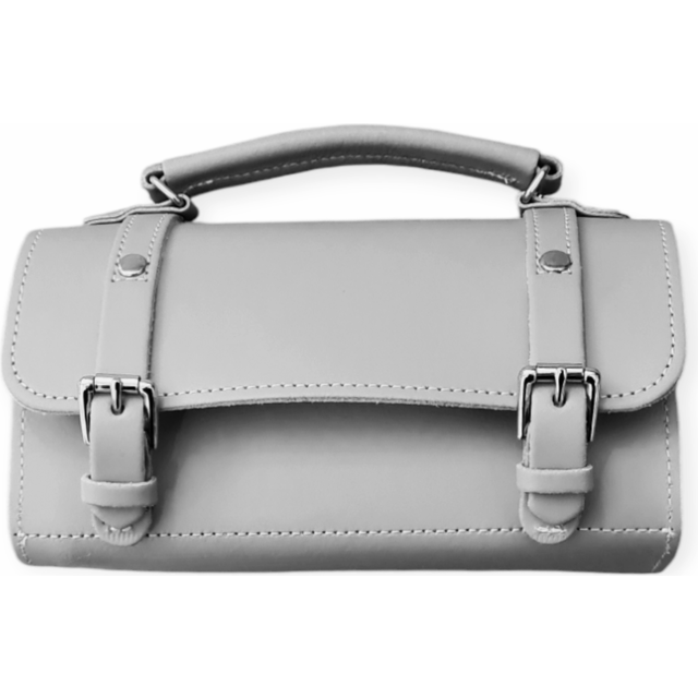 Handmade Leather Bowler Bag - Ghost Grey - grey
