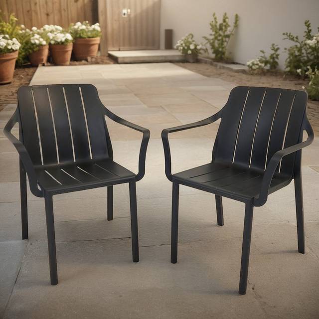 NARDI TIBERINA ARMCHAIR Anthracite Pack of 2, Grey