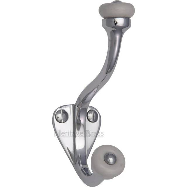 Heritage Hat & Coat Hook - Polished Chrome (9.5cm H X 2.8cm W X 6.2cm D)