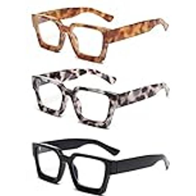 3 Pack Square Reading Glasses, Blue Light Blocking Computer Reader for women men +2.5