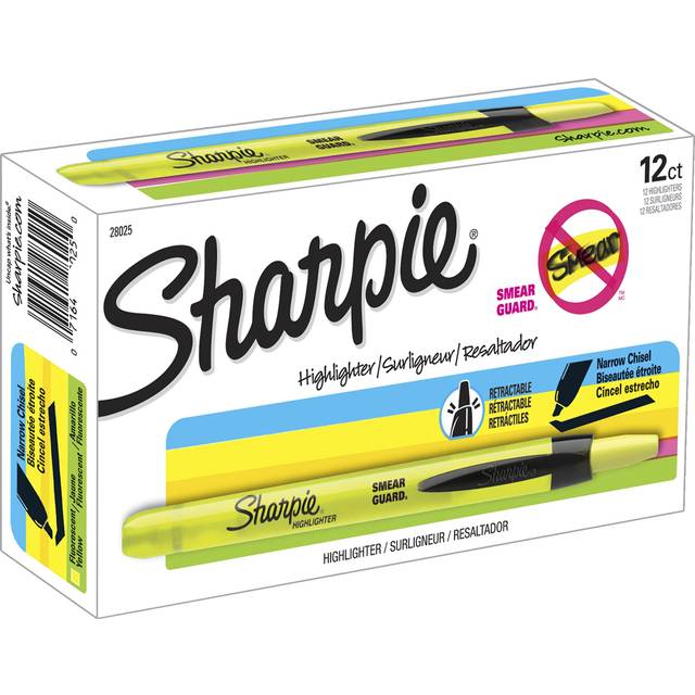 Sharpie Accent Retractable Highlighters  Chisel Tip  Fluorescent Yello