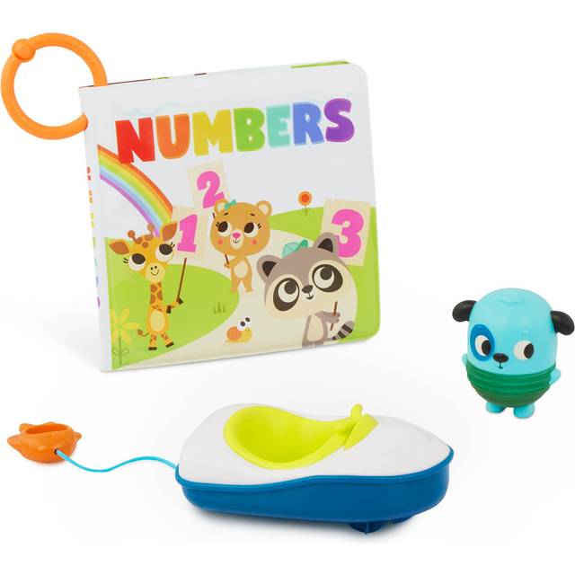 B. toys - Bath Book & Boat - Bath Squirter & Pull-String Boat - Colors & Numbers - Convenient Travel Clip - 10 Months + - Tub Time Book + Pull & Go Ri