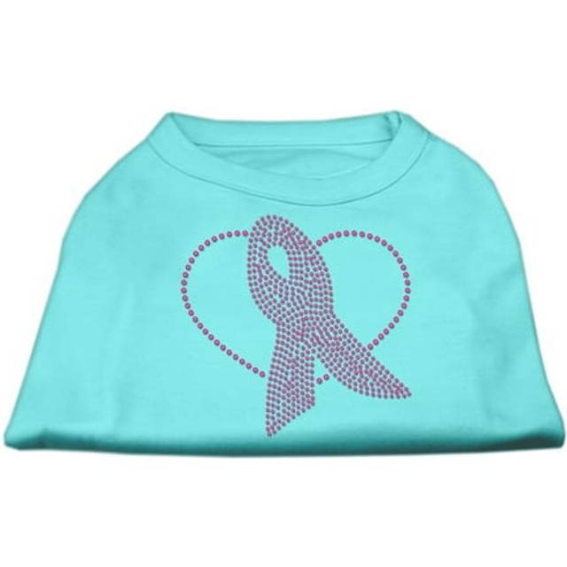 Pink Ribbon Rhinestone Shirts Aqua XXXL