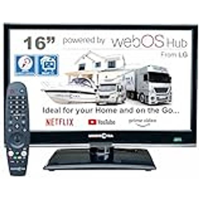 Unispectra ® 16” 12v Smart TV (webOS) + Magic Remote, ELED Full HD 230v 24v 12v TV, Triple Tuner DVB-T2/S2/C. 3xHDMI, 2xUSB. 12V TV-apparater för husbilar, husvagns-TV, lastbilar, båtar
