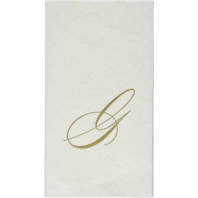 Caspari White Pearl Paper Linen Guest Towels  Monogram Initial G  Pack of 24