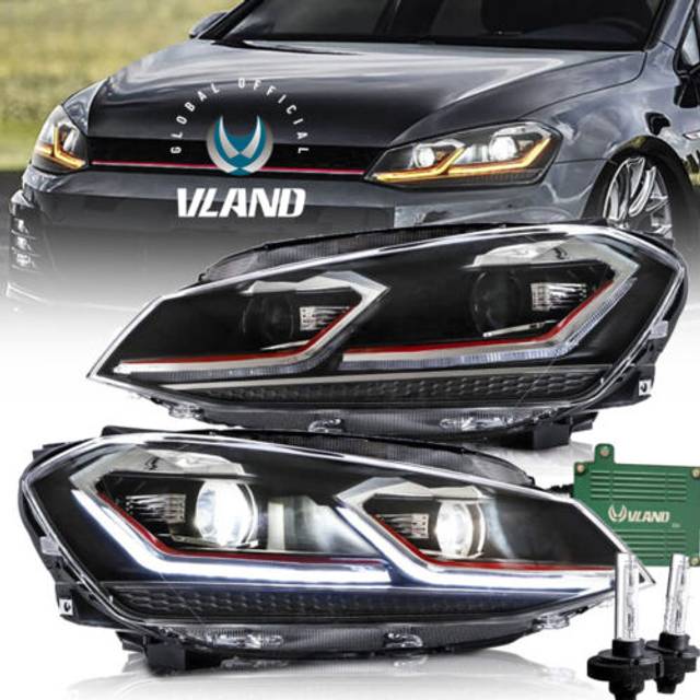 Vland Led Headlights+decoding Bulbs For Vw Golf Mk7.5 2018-21 Fits Halogen Model