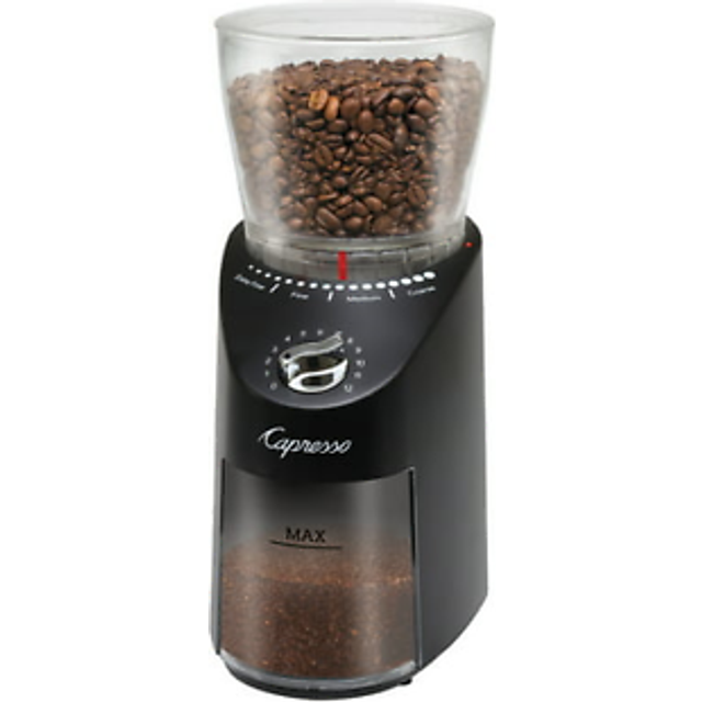 Capresso 570.01 Infinity Plus Commercial-Grade Conical Burr Grinder in Black