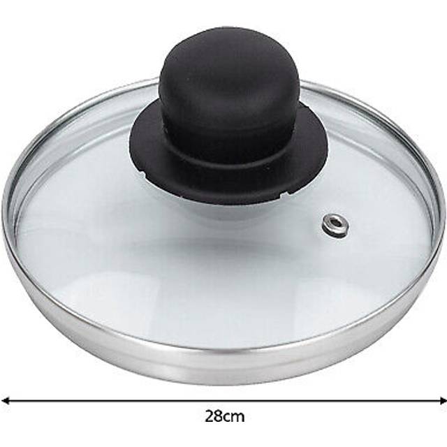 Universal Glass Lid Large Wok Slow Cooker Cookware Circular Knob + Handle 28cm