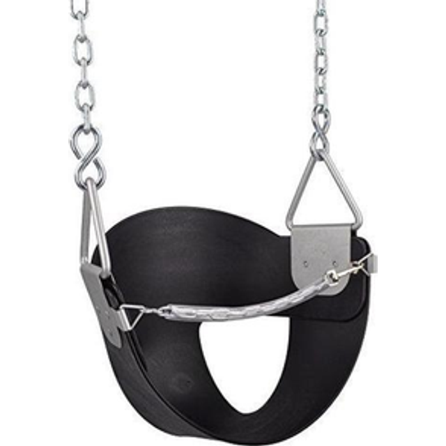 Swing Set Stuff High Back Half Bucket Swing Seat with Chains and Hooks, Black