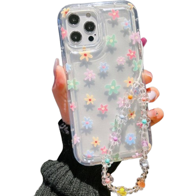 SHEIN Cute Colorful Floral Air Cushion Protective Phone Case With Hanging Strap, Fit For IPhone 11/12/13/14/15/16/13 Pro Max/14 Plus/15 Pro Max/XS/XR