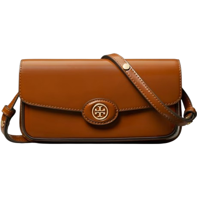 Tory Burch Robinson Spazzolato Leather Shoulder Bag - Tan