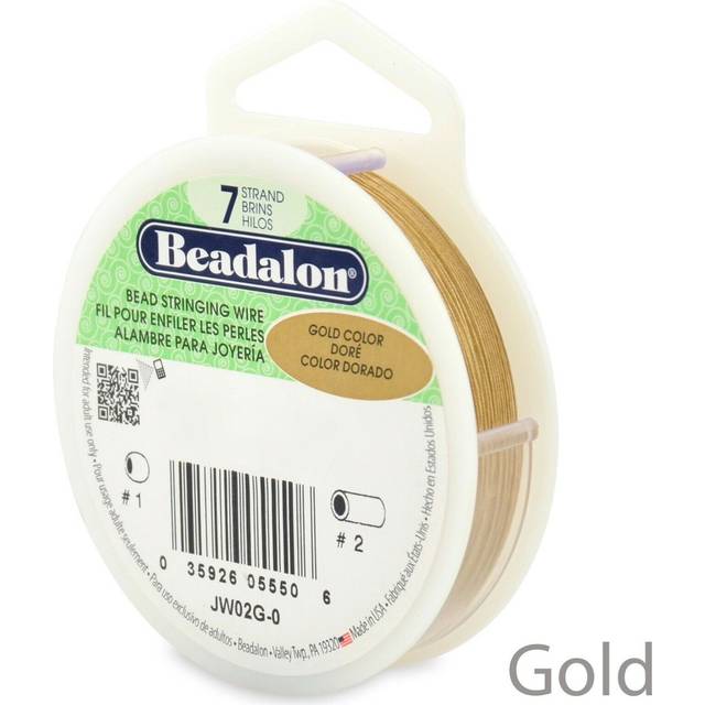 Beadalon 7 Strand Bead Stringing Wire  0.024 in / 0.61 mm  Gold Color  30 ft / 9.2 m