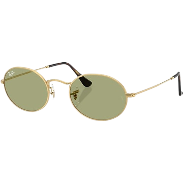 Ray - Ban Unisex RB3547 OVAL 001/4E Sunglasses Metal Gold Green Round Normal