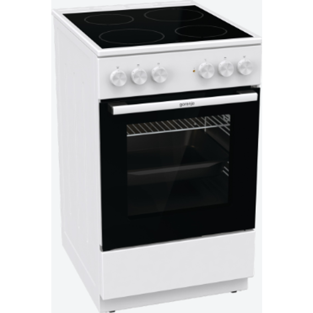 Gorenje GEC5A 21 WG Cuisinière électrique avec plaque de cuisson vitrocéramique / 50 cm/74 liter/PerfectGrill/Pizzamodus 300 °C/AquaClean/blank