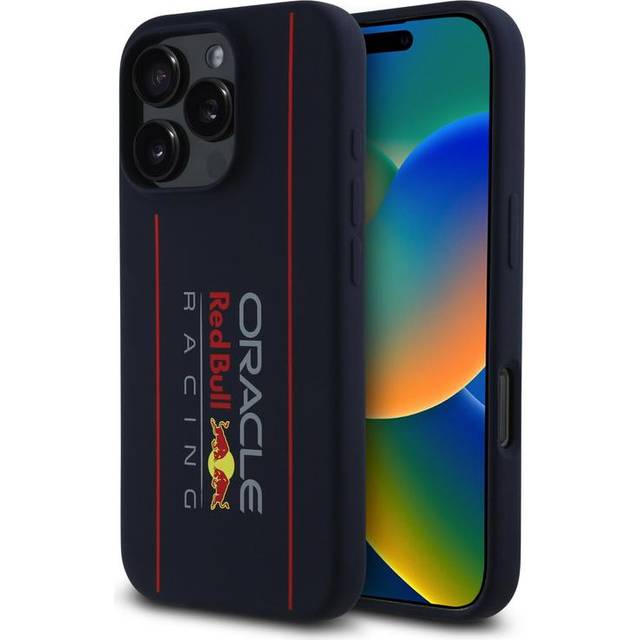 iPhone 16 Pro Max Oracle Red Bull Racing Vertical Logo MagSafe flytande silikon skal - marinblå