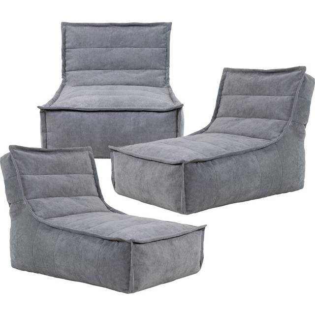 Icon Otto Corduroy Lounger Bean Bag Set - Charcoal Grey