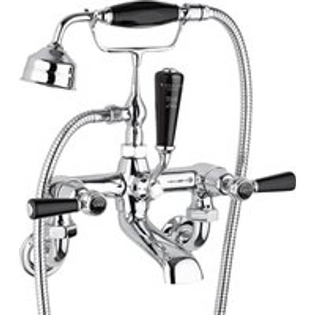 Solid Brass Wall Mounted Bath Shower Mixer - Black (12.5cm)
