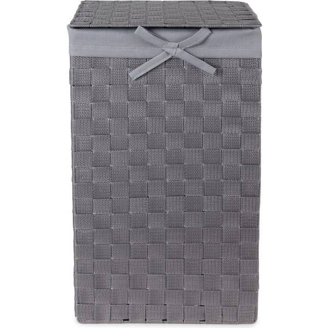 Chocolate laundry basket with lid and fabric coordinates - Grey