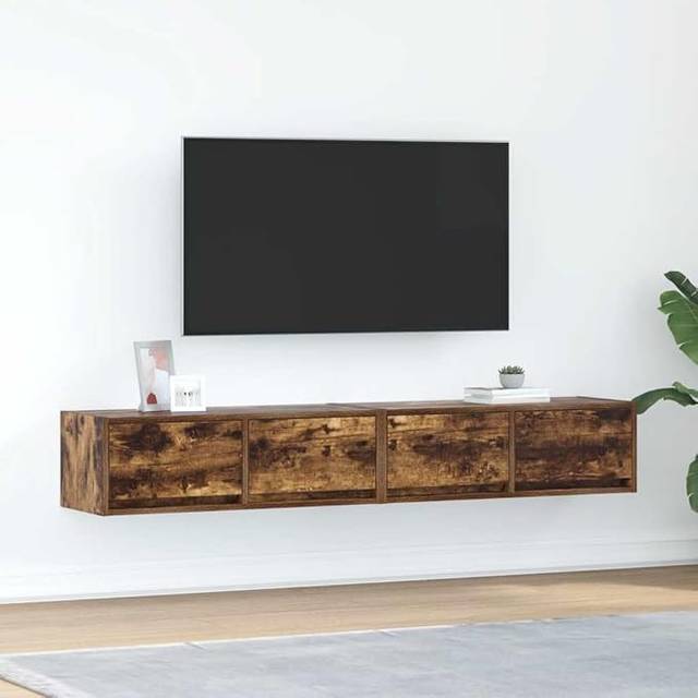 vidaXL TV Cabinets 2 pcs Smoked Oak 80x31x25.5 cm Engineered Wood - Brown