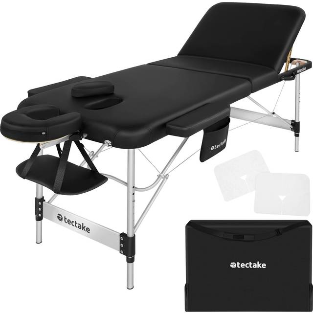 Massage Table Ko Tao - 3 zones, 78cm wide, aluminium frame, folding, carry bag - black