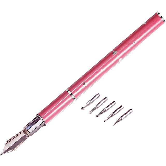 1 Piece Embossing Stylus Set with 5 Pieces Replacement Head Diamond Crystal Dotting Fountain Pen Tracing Dotting Tool Stylus Embossing Tools for Paper