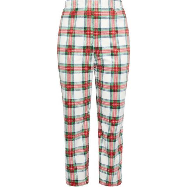 Yours Curve White & Red Tartan Print Pyjama Bottoms - 22-24
