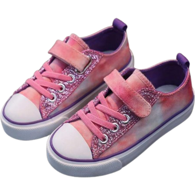 SHEIN Girls Spring/Autumn Canvas Casual Flat Sneakers, Children Athletic Shoes