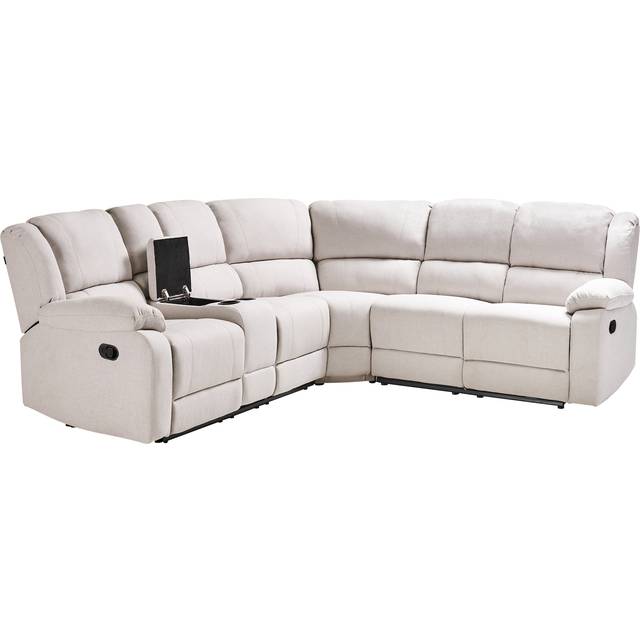 Beliani - Fabric Manual Recliner Corner Sofa 5Seater Storage Armrest Cup Holder Light Beige Rokke