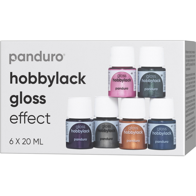 Hobbylack gloss 6×20 ml Effect – 6 metallic- och effektfärger