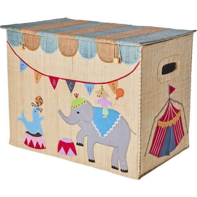 Rice - Raffia Storage Box - Förvaringslåda för barn - Large - Circus Theme - L47 x H36 x B28 cm