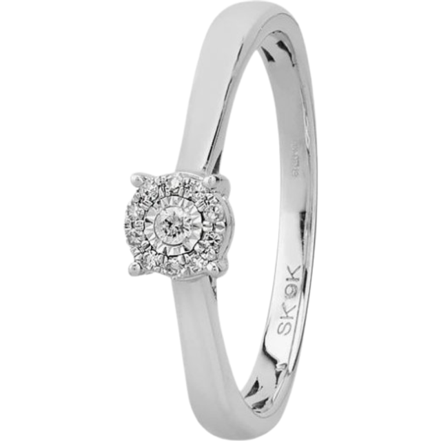 9ct White Gold 0.05ct Diamond Cluster Ring THR14566-06 N - Silver