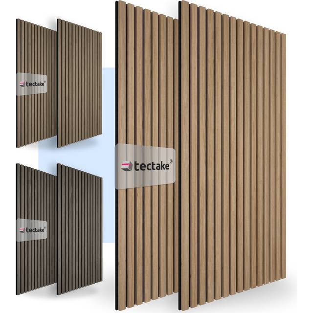 Acoustic Wall Panels - wood effect, thick felt, easy to install - Light oak, Set of 2
