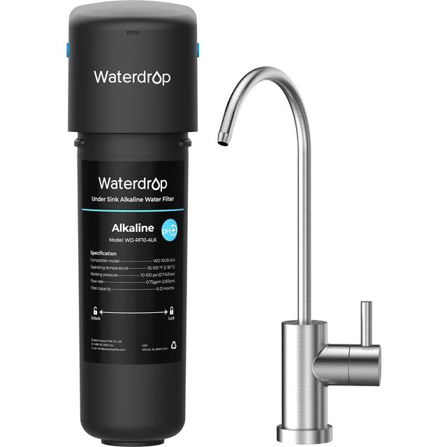 Waterdrop 10UB-ALK Alkaline Under Sink Water Filter  Reduces Chlorine  Bad Taste & Odor  6-12 months  Under Sink Water Filter System with Faucet  Easy