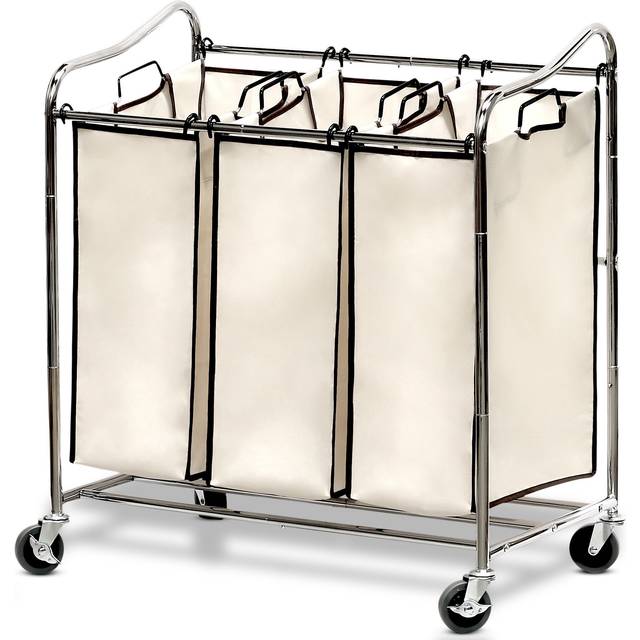 Simple Houseware Heavy-Duty 3-Bag Laundry Sorter Cart  Chrome