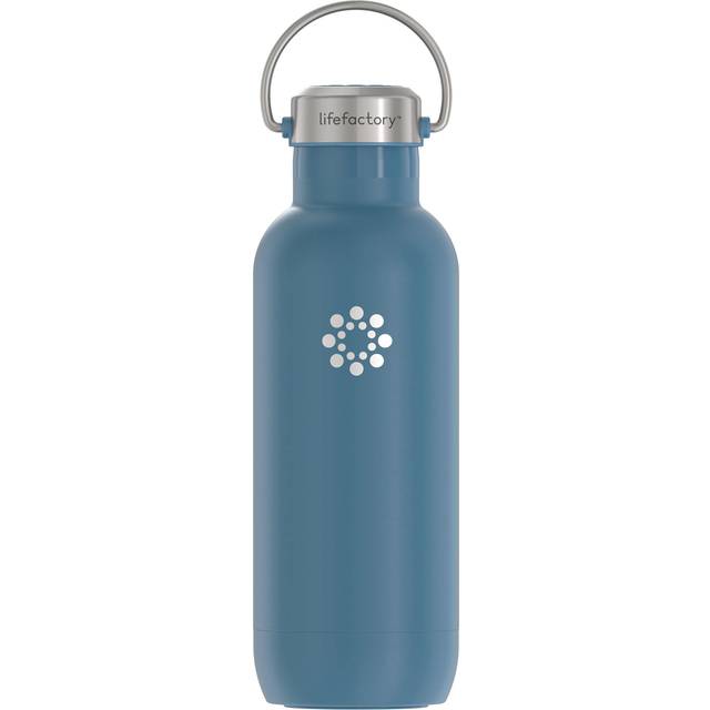 LIfeFactory Stainless Steel Vacuum-Insulated Sport Bottle, 20 Ounce, Dark Denim