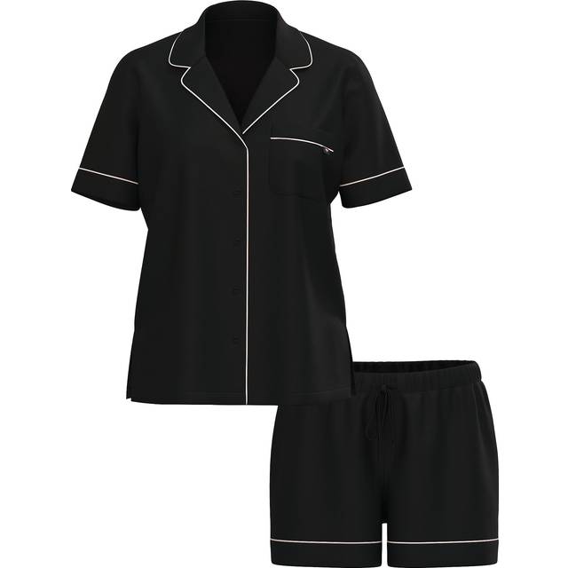 Victoria's Secret Black with Angel Pink Piping Modal Short Pyjama Set - black with angel pink piping - XXL