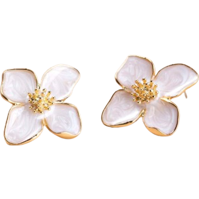 SHEIN 1pair Colorful Dopamine Four-Petal Flower Earrings For Women, Daily Wear Simple Versatile Sweet Holiday Gift Valentines,Mom,Mother,Mother&#39;s Day,Gift
