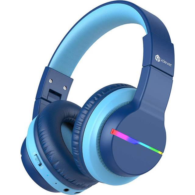 iClever Bluetooth Kids Headphones, BTH12 Colorful LED Lights Kids Wireless Headphones Over Ear with 74/85/94dB Volume Limited, 55H Playtime