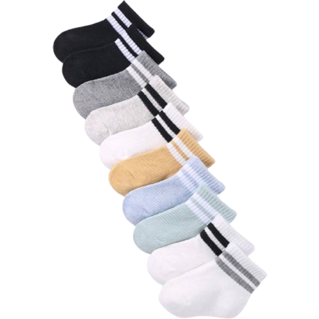 SHEIN 10 Pairs Of Baby Unisex Socks For Toddlers Comfortable And Cute Socks,