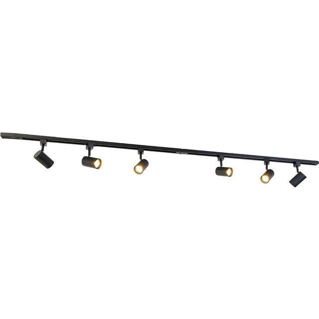 Qazqa - Modern Track Lighting System with 6 Black Spotlights 1-Phase 200cm - Iconic Jeana