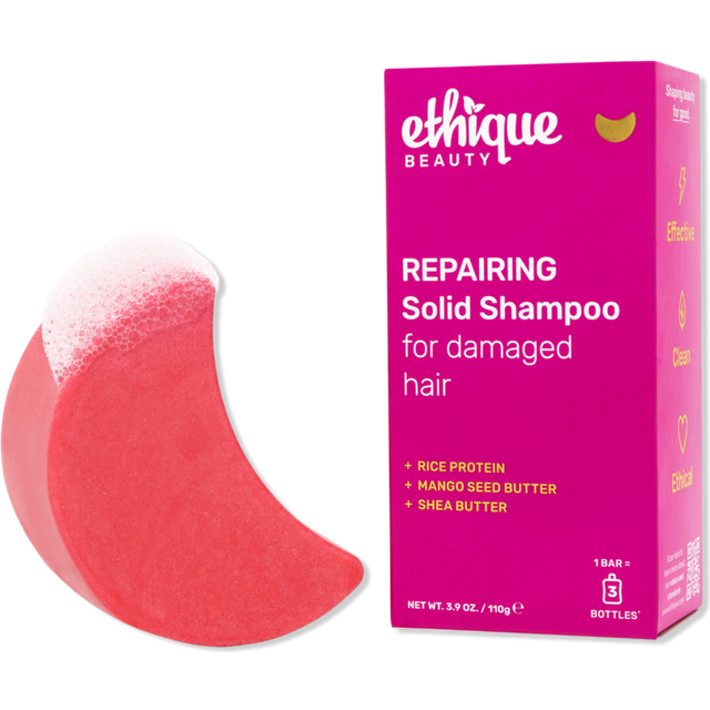 Ethique Repairing Shampoo Bar for dry  damaged hair with Rice Protein - Plastic-Free  Vegan  Cruelty-Free  3.88 oz - Formerly Sorbet