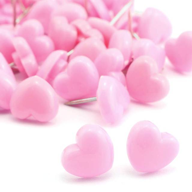 Lind Kitchen 100pcs Heart Shape Push Pins for Home School Office Notice Board Cork Board Cute Thumbtacks Tacks Decorative Pushpins Accessories Supplie