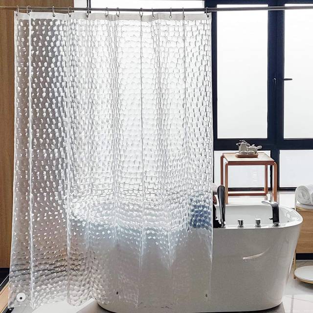 NTBAY EVA Clear Shower Curtain with Water Cube  Water-Repellent Liner with 3 Magnets for Bathroom  72x72 Inches