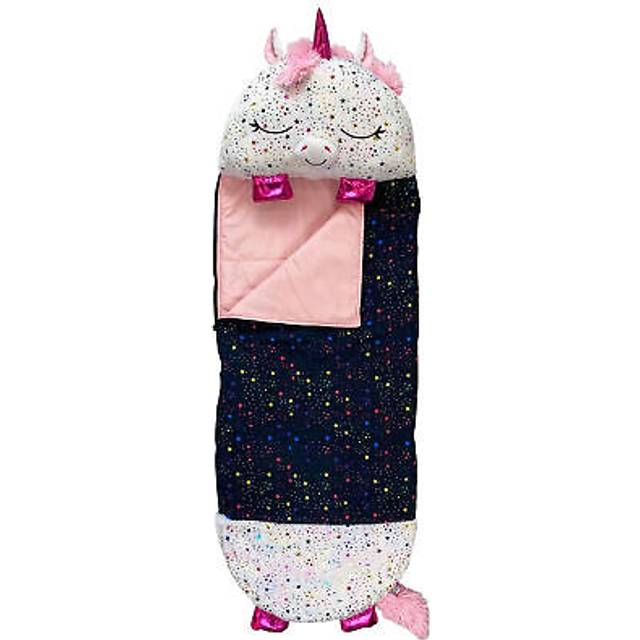 Happy Nappers Pillow & Sleepy Sack- Comfy  Cozy  Compact  Super Soft  Warm  All Season  Sleeping Bag with Pillow- Large 66  x 30   Shimmer Unicorn
