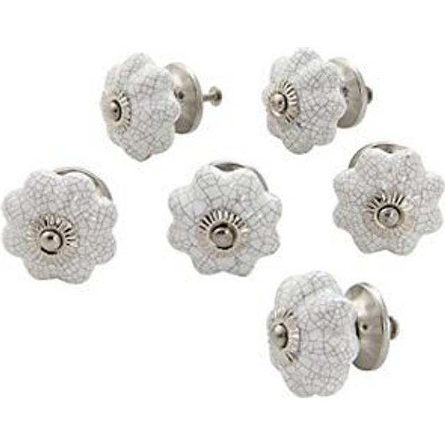 Dritz Home 47028A Ceramic Scallop Knob  White (Pack of 6)