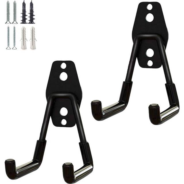 2 Pack Black Garage Storage Utility Hooks Garage Garden Tool Organizer Steel Wall Mount Hooks Garden Small U Hooks-Medium