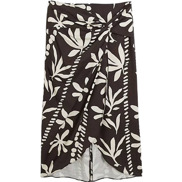 River Island Womens Brown Floral Wrap Midi Skirt - 8