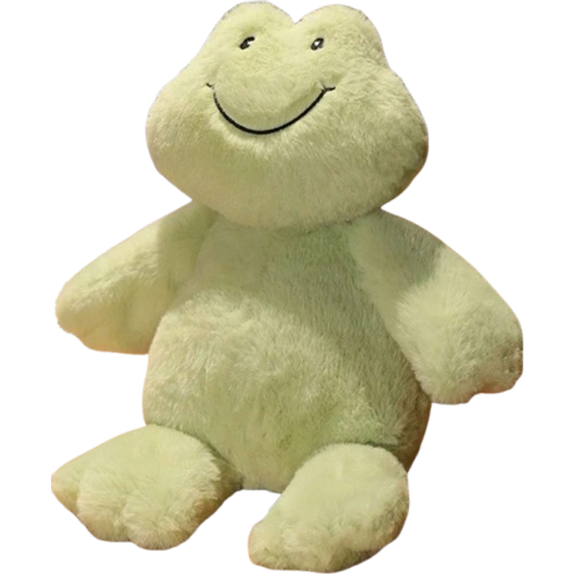 SHEIN 1pc Cute Smiling Frog Plush Toy, 36cm/14.17in, Stuffed Animal Toys, Soft Hugging Sleeping Doll Comfortable Home Decorative Great Gift Choice For Birth