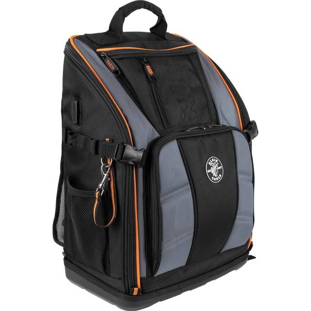 Klein Tools 62482 Tool Backpack  Tool-Station Pro Heavy-Duty Organizer with 27 Pockets  Large Interior  Molded Bottom  Electrician Tool Bag