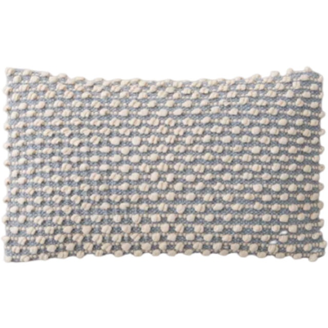 Jersey Bobble Rectangle Cushion - Duck Egg